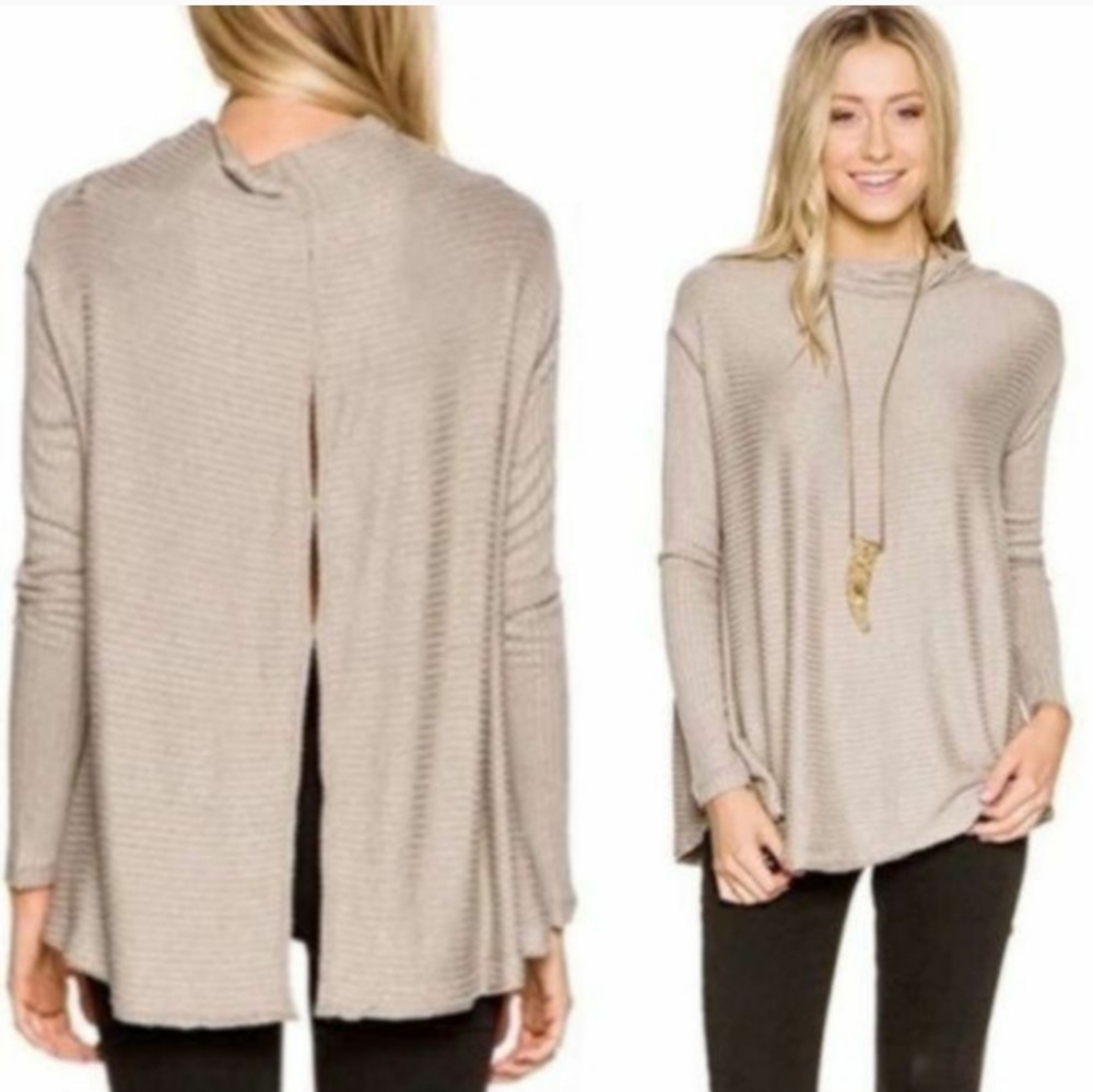 Free People Lover Split Back Thermal Pullover Sma… - image 4
